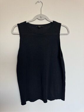 Anne Taylor Linen blend coastal girl black tank